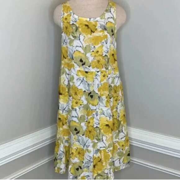 Valentina Naldi Floral 100% Linen Made in Italy Tiered Dress Size Small - Picture 1 of 9
